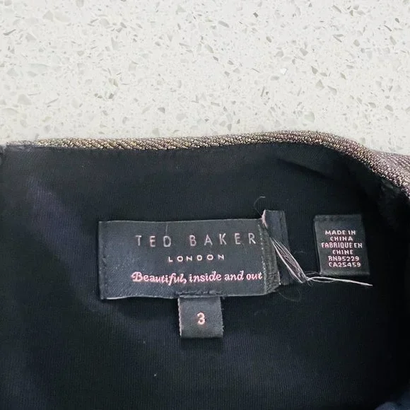 Ted Baker London Lizzey Twist Gold Dress size 3 - Picture 5 of 10